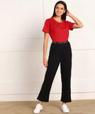 Women T-shirt & Pyjama Set Pure Soft Cotton (Red Black) - Young Trendz