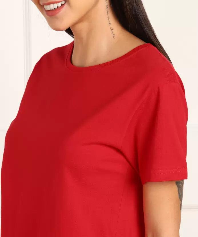 Women T-shirt & Pyjama Set Pure Soft Cotton (Red Black) - Young Trendz