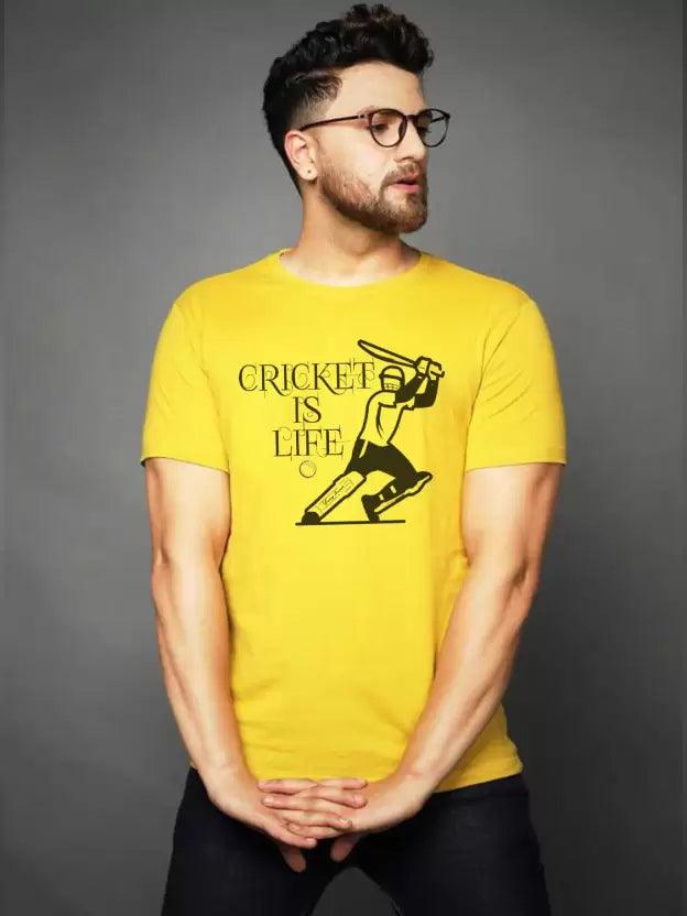 Men Printed Round Neck (Yellow) T-Shirt - Young Trendz