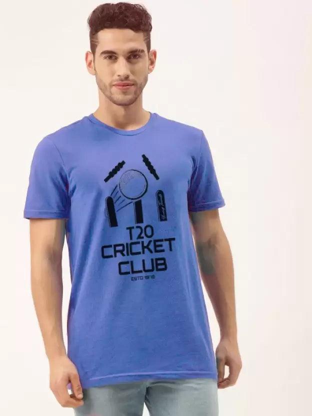 Men Printed Round (Neck Blue) T-Shirt - Young Trendz
