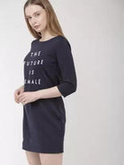 Women plain Night Dress (Blue) - Young Trendz