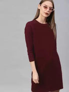 Women plain Night Dress (Maroon) - Young Trendz