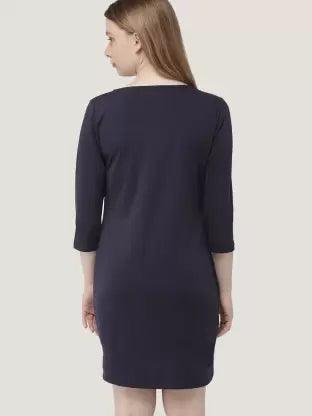 Women Night Dress 3/4 Sleeve Combo (Black, Blue) - Young Trendz