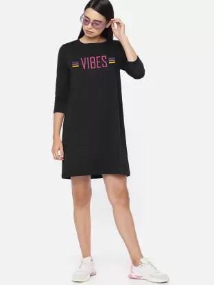 Women Night Dress 3/4 Sleeve Combo (Black, Blue) - Young Trendz