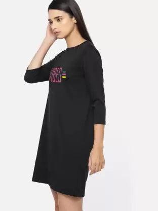 Women plain Night Dress (Black) - Young Trendz