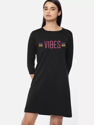 Women plain Night Dress (Black) - Young Trendz