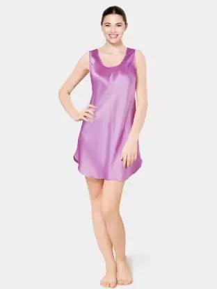 Women polyster Night Dress (Purple) - Young Trendz